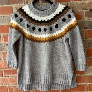 H&M Gray and Brown Patterned Women's Sweater S